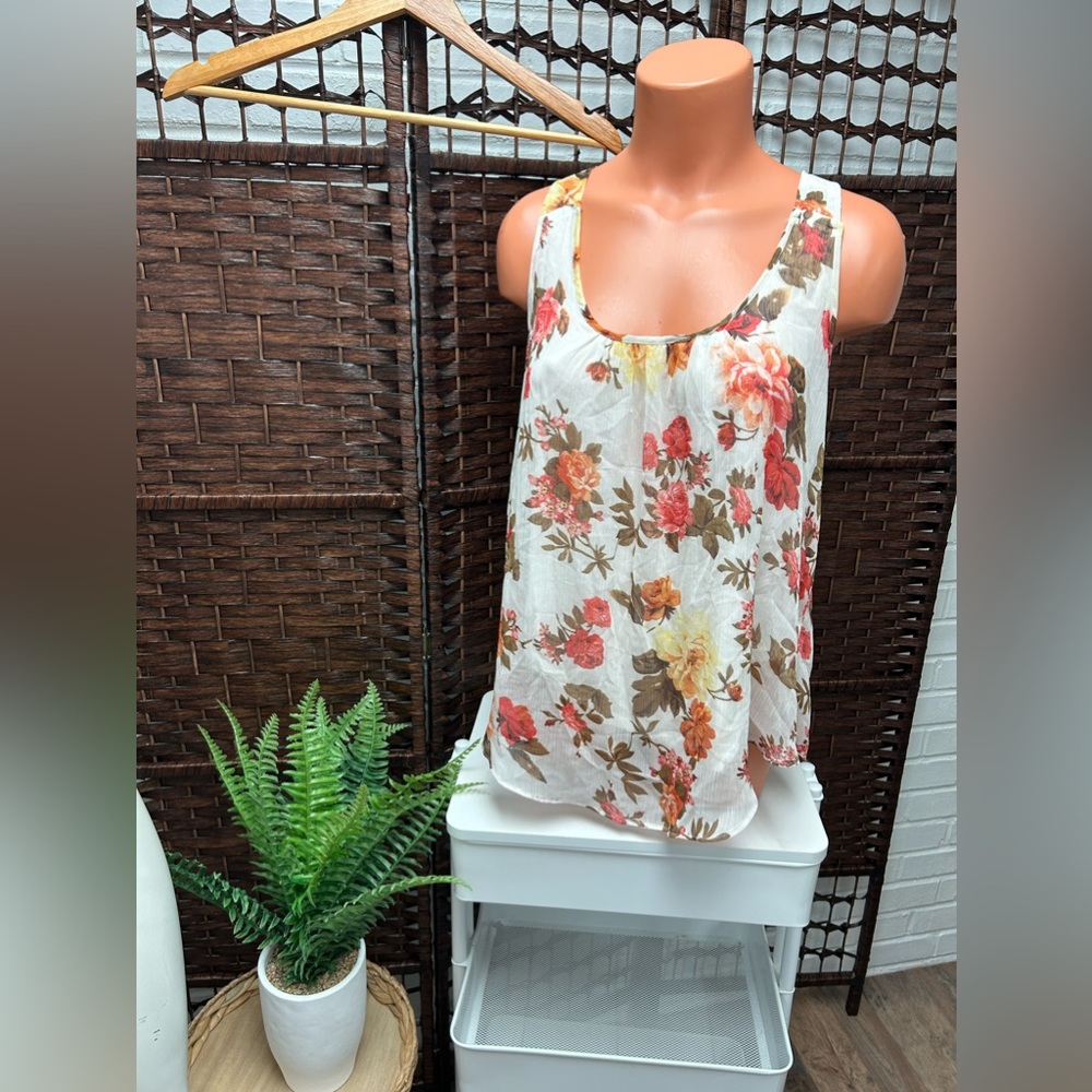 Ambiance White pink Floral Tank/Top cami